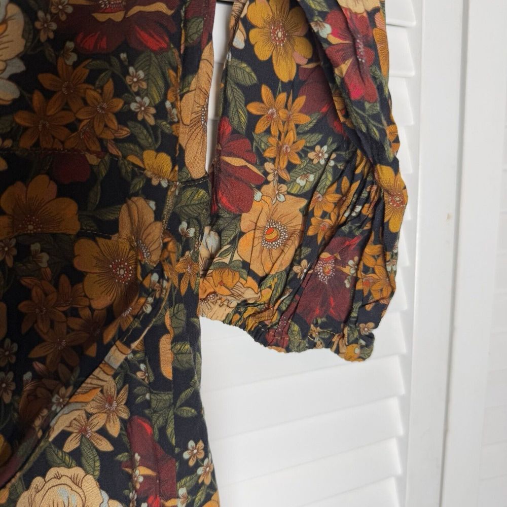 FARM Rio Floral Wrap Maxi Dress in Black, Rust & Mustard - Picture 7 of 14